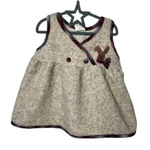 Vintage Knit Jumper Dress with Plaid Trim Size 12 Months